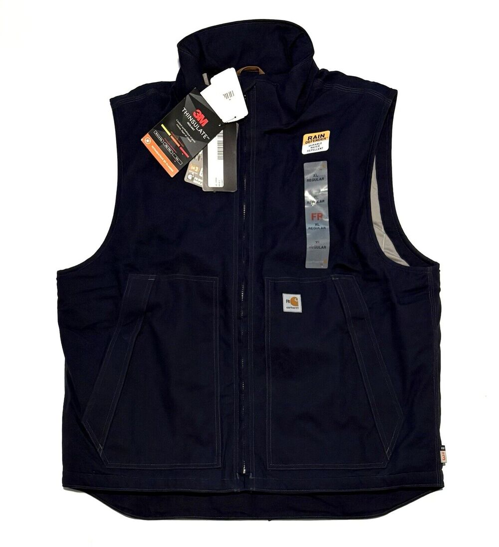 Carhartt 103387 XL Rain Defender FR Flame Resistant Quick Duck Vest Navy Regular